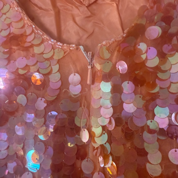 Black Tie Oleg Cassini Vintage Orange Sequin Dress - Picture 6 of 7